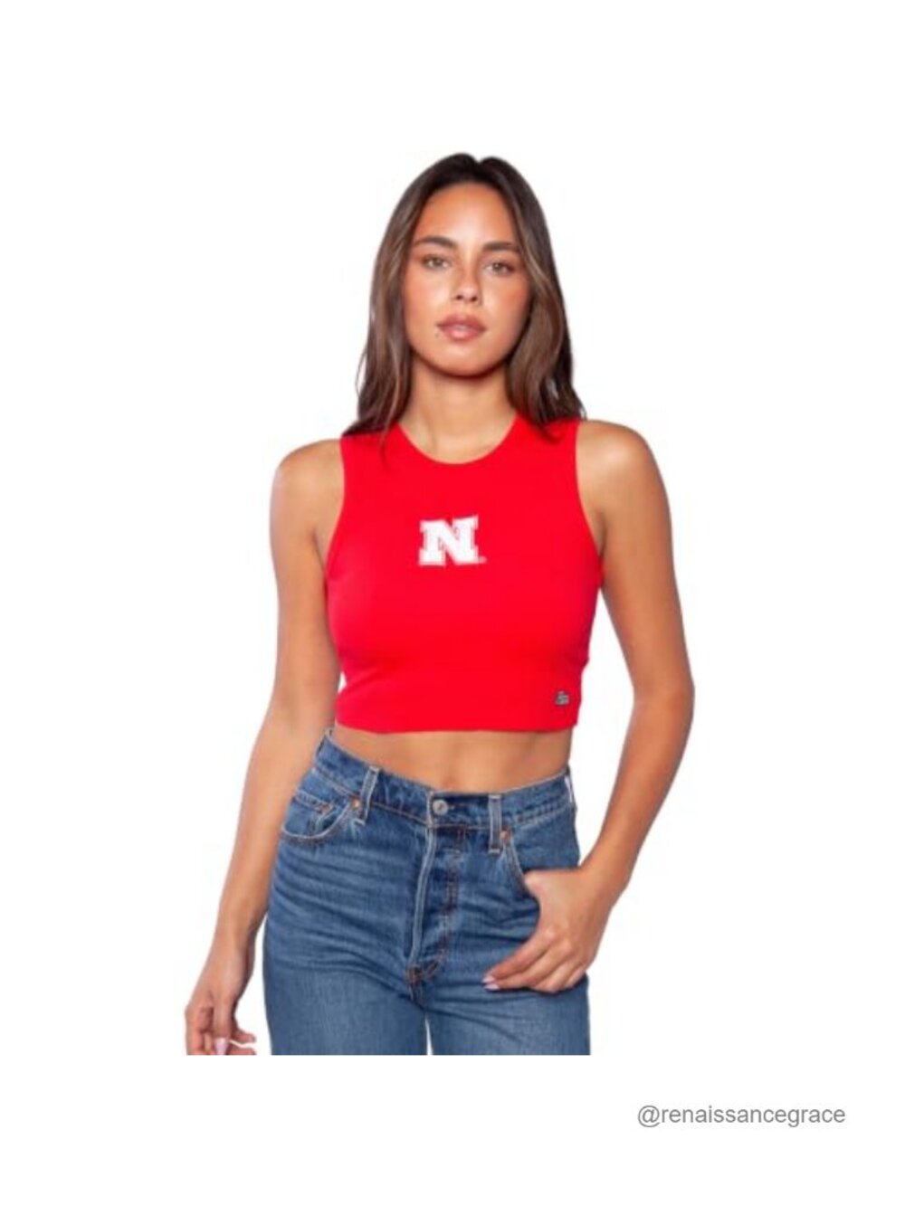 Cropped Ribbed Cut-Off Tank Top Fitted Sleeveless Game Day College Shirt